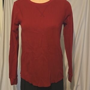 Wine waffled long sleeve top, NEW